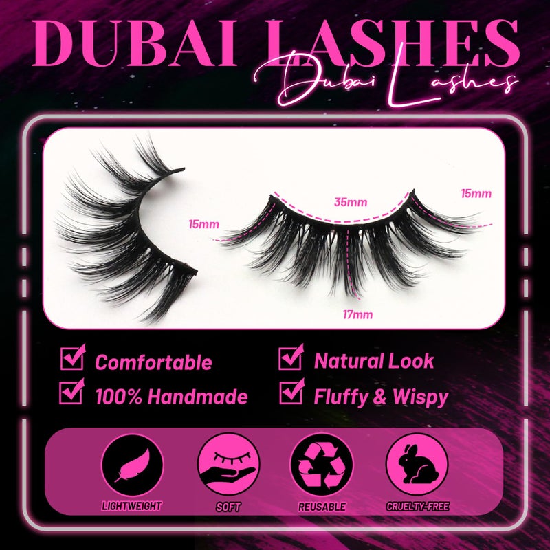 Veleasha Lashes 5D Faux Mink Lashes Fluffy False Eyelashes Handmade Eye Lashes Wispy Lightweight Fake Lashes Luxurious Volume Fake Eyelashes 7 Pairs Pack (Dubai) - Image 5